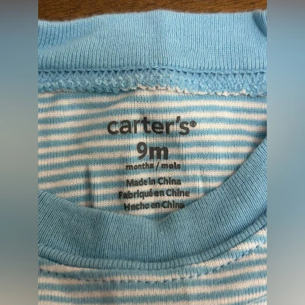 Short Sleeve Baby Bodysuit Blue Stripes‎ 9 Months. Carters (0401)